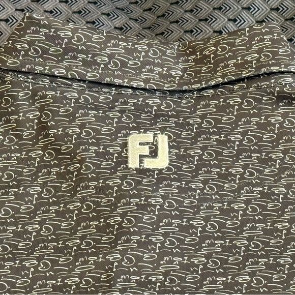FootJoy Gray Polo Golf Shirt with Geometric Design - Picture 5 of 9